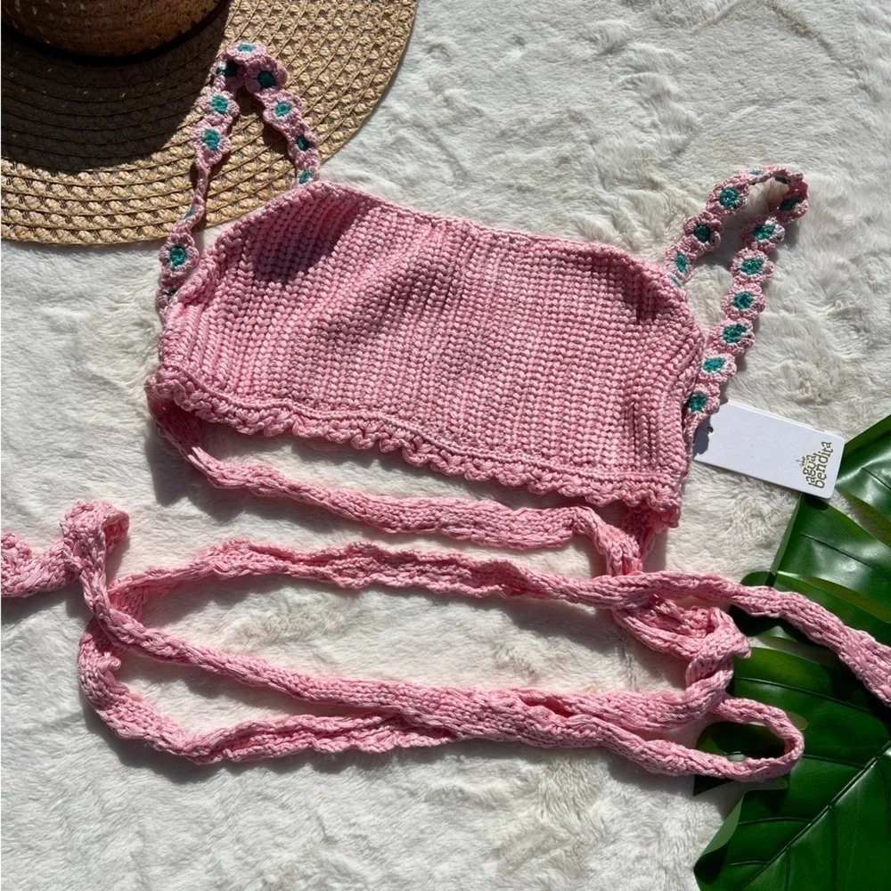 Agua Bendita Knit Albany Java Pink Crop Top - Picture 4 of 10